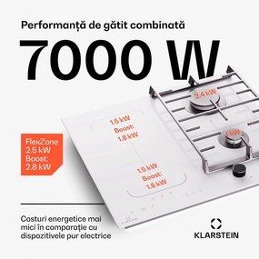 Klarstein MultiChef 4, plită cu inducție și gaz, 4 zone de gătit, 2 arzătoare cu gaz, 2 plite cu inducție, FlexZone