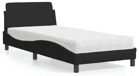 vidaXL Pat cu saltea, negru, 80x200 cm, textil