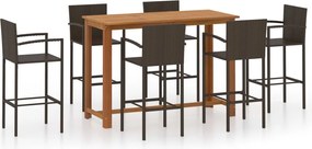 vidaXL Set mobilier bar de grădină, 7 piese, maro