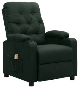 339118 vidaXL Fotoliu de masaj, verde închis, material textil