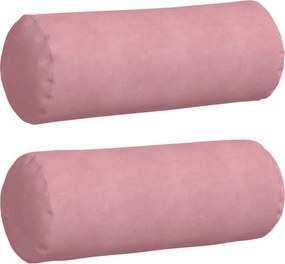 vidaXL Perne Bolster 2 pcs Roz Ø 25 x 70 cm Țesătură din corduroy