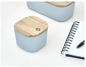 Cutie depozitare cu capac din lemn paulownia iDesign Eco, 9 x 9 cm, gri