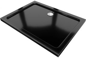 Mexen Flat cadă pentru duș dreptunghiulară slim 120 x 80 cm, Neagră, sifon Crom - 40708012