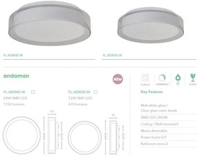 Plafoniera LED baie IP44 Andaman 24W