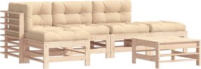 vidaXL Set mobilier de grădină cu perne, 6 piese, lemn masiv