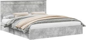 vidaXL Pat cu storage Gri din beton 200 x 200 cm Lemn compozit