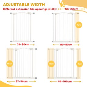 PawHut Poartă Extensibilă pentru Câini fără Șuruburi, Poartă de Siguranță Reglabilă, 94-100x94 cm, Alb | Aosom Romania