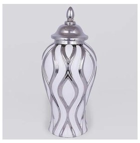 Vază ceramică 35x18,5 cm argintiu/alb