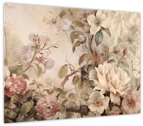 Tablou pe sticlă - Vintage pictura pasăre (70x50 cm)