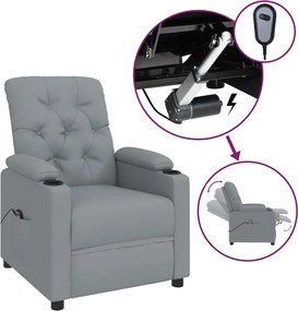 vidaXL Fotoliu rabatabil electric, gri deschis, textil