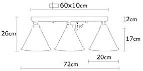 Plafonieră de 3 becuri Opviq lights Berceste Short, negru