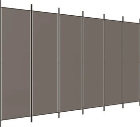 vidaXL Paravan de cameră cu 6 panouri, antracit, 300x220 cm, textil