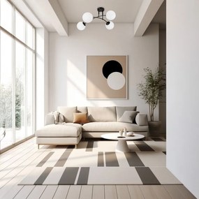 Plafoniera Modernă Klausen Sefora PL4 B 70x70x30cm, 4xE27 Negru cu Abajururi Sticlă Alb Opal pentru Iluminat Interior Elegant Living și Dormitor