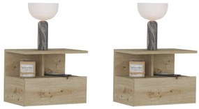 Set 2 Noptiere suspendate Kabi, 1 Usa, Stejar Artisan, 45 x 30 x 34 cm