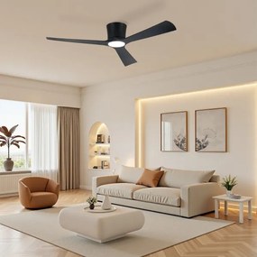 ZEVENTI - Ventilator de tavan AUREX LED, 24 W, 230 V, Wi‑Fi Tuya, negru, cu telecomandă