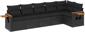 vidaXL Set mobilier de grădină cu perne, 6 piese, negru, poliratan