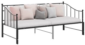 324776 vidaXL Cadru pat canapea extensibilă, negru, 90x200 cm, metal