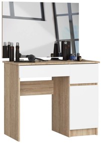 Masă de toaletă Parijat (Stejar sonoma + Alb) (cu oglindă) (D). 1070899