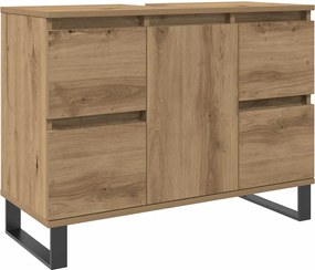 vidaXL Dulap chiuvetă baie stejar artizanal 80x33x60 cm lemn prelucrat