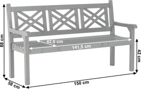 Bancă de grădină din lemn, gri, 150 cm, FABLA