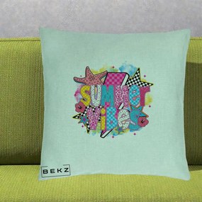 Perna Decorativa Summer Vibes Colorata, 40x40 cm, Verde Menta, Husa Detasabila, Perna Inclusa, BEKZ®