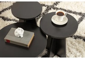 SET 3x măsuță laterală LUME d. 28/33/43 cm negru