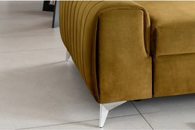 Canapea galben-muștar extensibilă cu tapițerie din catifea 261 cm Laurence – ELTAP