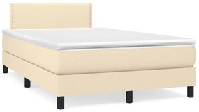 vidaXL Pat continental cu saltea, crem, 120x190 cm, textil