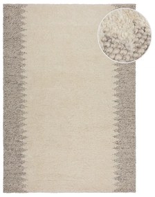 Covor crem țesut manual din amestesc de lână 160x230 cm Minerals Border – Flair Rugs