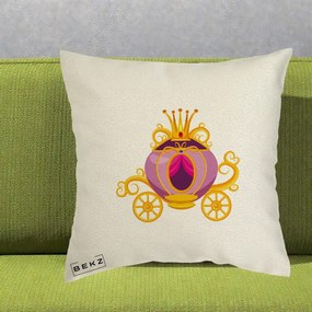 Perna Decorativa Trasura Regala Aurie, 40x40 cm, Ecru, Husa Detasabila, Perna Inclusa, BEKZ®
