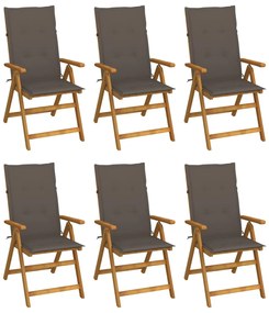 vidaXL Scaune grădină pliabile cu perne, 6 buc., lemn masiv acacia