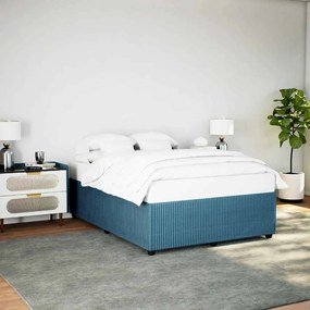 vidaXL Cadru de pat, albastru, 140x190 cm, catifea