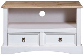 282628 vidaXL Comodă TV,  alb, 91 x 43 x 56 cm, pin mexican, gama Corona