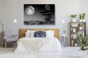 Tablou pietre pliate în lumina lunii în design alb-negru