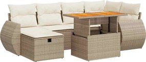 vidaXL Set canapele grădină cu perne 8 piese bej poliratan/lemn acacia