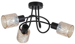 Lustra aplicata 3 becuri metal negru, sticla chihlimbar Knot