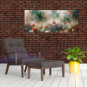 Tablou – Abstracție de câmp cu maci (120x50 cm)