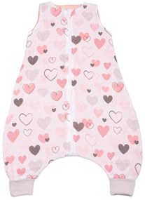 Sac de dormit cu picioare de vara din muselina 6-18 luni Kidizi Pink Hearts, 0.5 tog, 100% bumbac