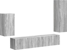 vidaXL Set comodă TV Pe perete 4 pcs Gri Sonoma Lemn compozit