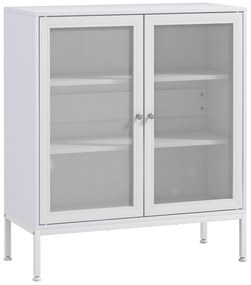 HOMCOM Bufet mobilier de bucătărie la 3 niveluri cu 2 uși perforate cu raft reglabil 80 x 37 x 92 cm alb | Aosom Romania