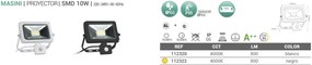 Proiector LED cu senzor iluminat exterior IP44 MASINI 10W 112320 SU