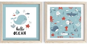 Tablouri pentru copii 2 buc. 33x33 cm Hello Ocean - Wallity