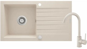 Set chiuveta bucatarie si baterie Deante Zorba finisaj bej 76x44cm