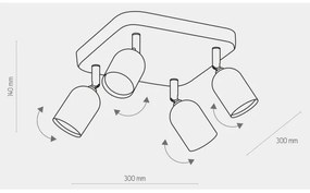 Spot TOP 4xGU10/10W/230V auriu/negru