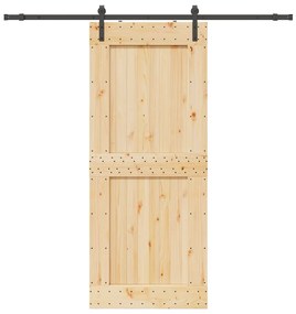 vidaXL Ușă glisantă cu set de feronerie 95x210 cm, lemn masiv de pin