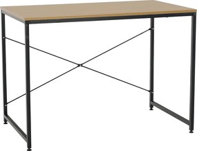Masa birou MELLORA, stejar/negru, DTD laminat/metal, 100x60x72 cm