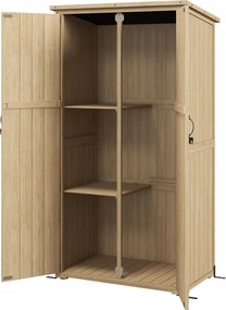 Outsunny Dulap de grădină adăpost magazie pentru unelte 90L x 54.5P x 161/168,5H cm 2 rafturi acoperiș bitumat etanș lemn de pin autoclavizat | Aosom Romania