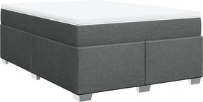 vidaXL Pat box spring cu saltea, gri închis, 140x200 cm, textil