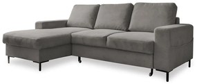 Colțar gri extensibil cu tapițerie din catifea reiată (cu colț pe partea stângă ) Lofty Lilly – Miuform