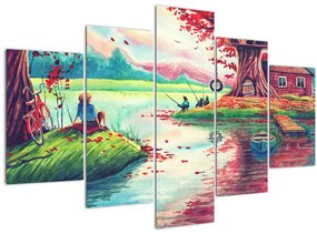 Tablou - Acuarelă, Golf într-un sat de munte (150x105 cm)